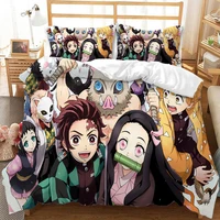 demon slayer home textile bedding set anime kimetsu no yaiba kamado 3pcs king queen 3d printed quilt cover set with pillowcase