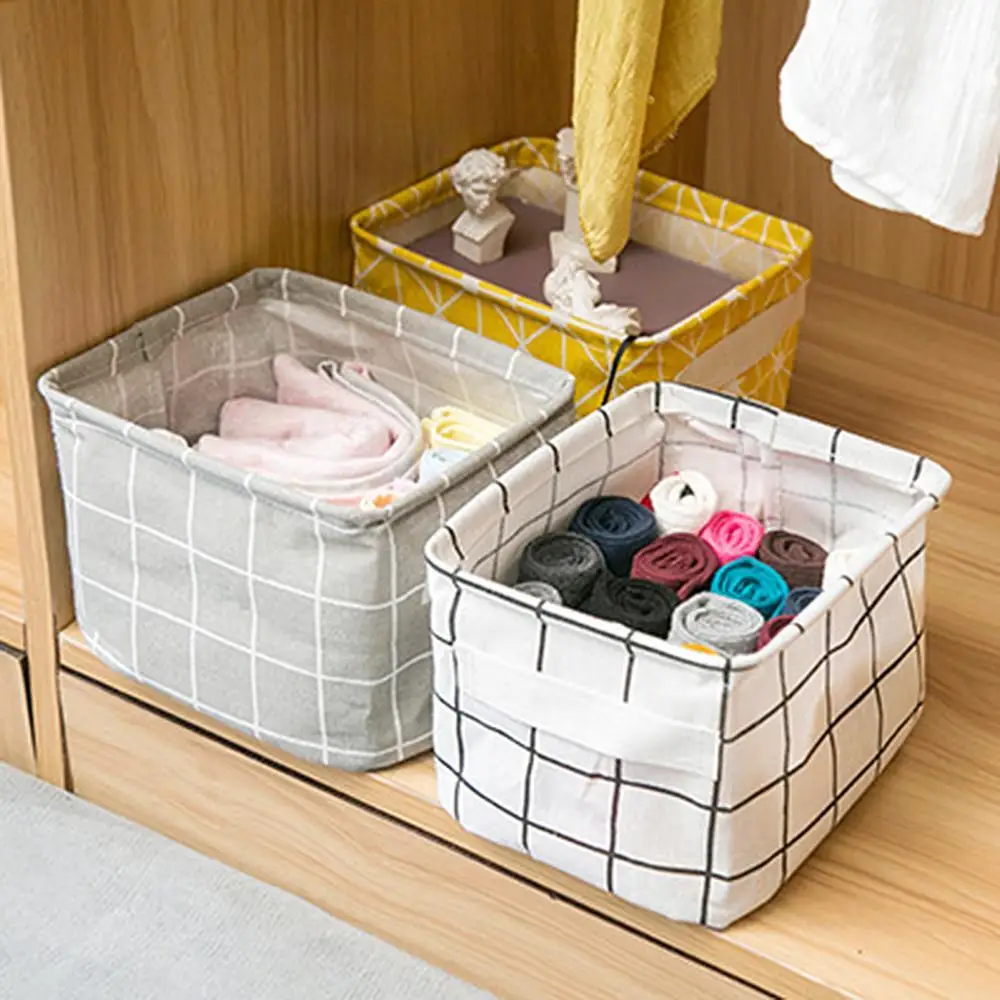 

Storage Box Foldable Desktop Underwear Cosmetic Basket Stationery Container