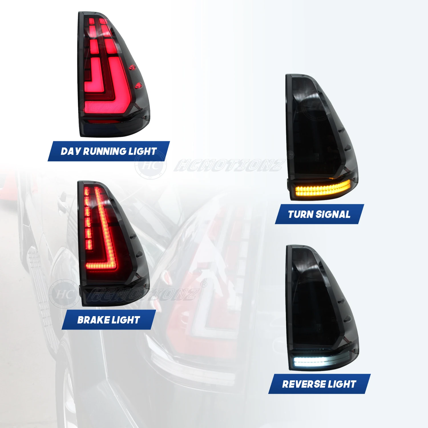 Фото HCMOTIONZ светодиодные задние фонари для Toyota Land Cruiser Prado 2003-2009 3th Gen автомобиль задние фонари сборки Lihting системы №3