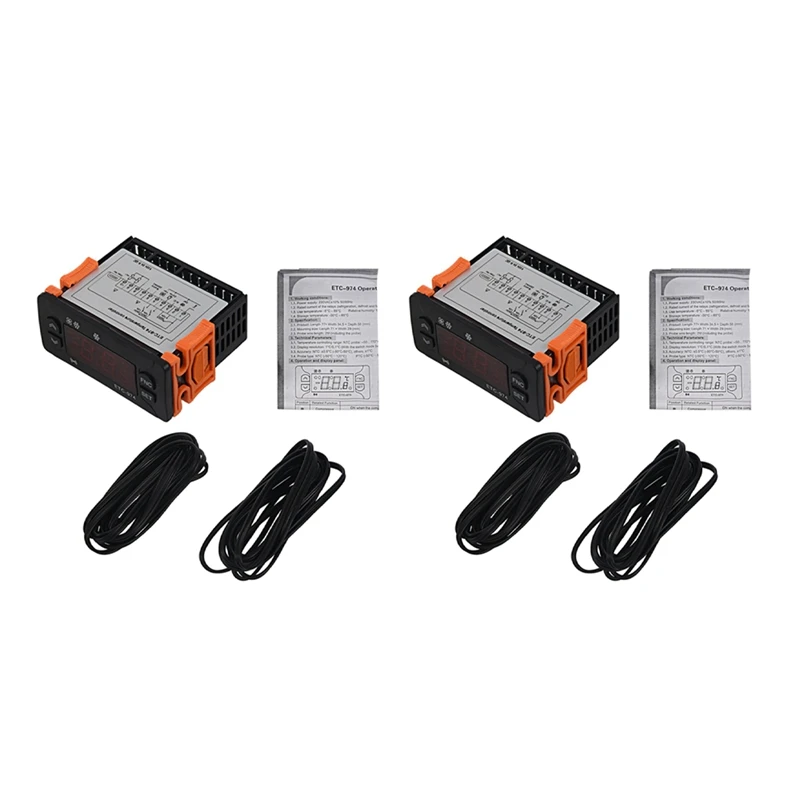 

2X ETC-974 Mini Temperature Controller Refrigerator Thermostat Regulator Thermoregulator Thermocouple NTC Dual Sensor