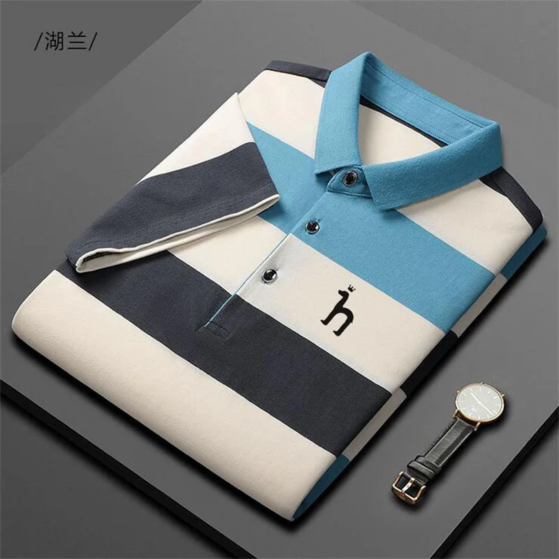 

Men luxury brand HAZZYS Shirts Cotton Short Sleeve T-Shirt Summer Men's Business POLO Shirt Sweat Absorbing Tops Tees