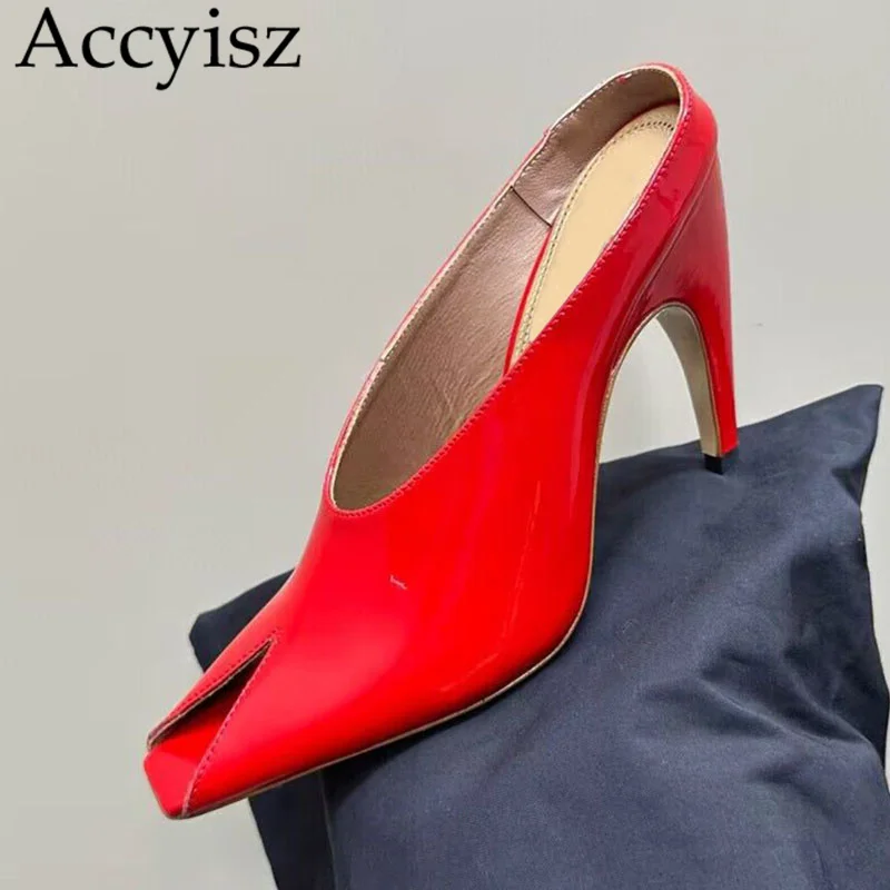 

Новые туфли из лакированной кожи с открытым носком, женские босоножки на тонком высоком каблуке, однотонные модные туфли-лодочки, летние сексуальные женские