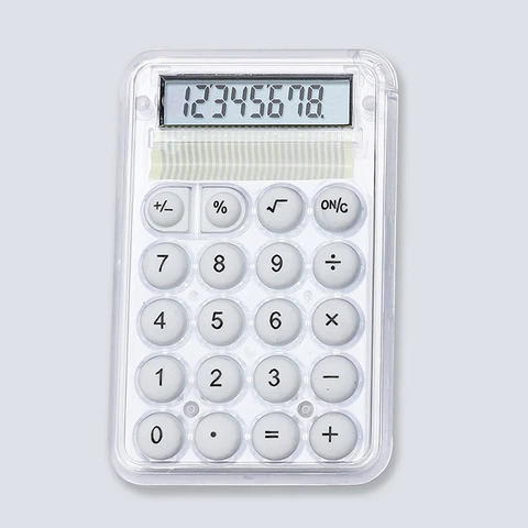 Широкоформатный мини-калькулятор для студентов, портативный прозрачный электронный калькулятор, силиконовая Кнопка карамельных цветов