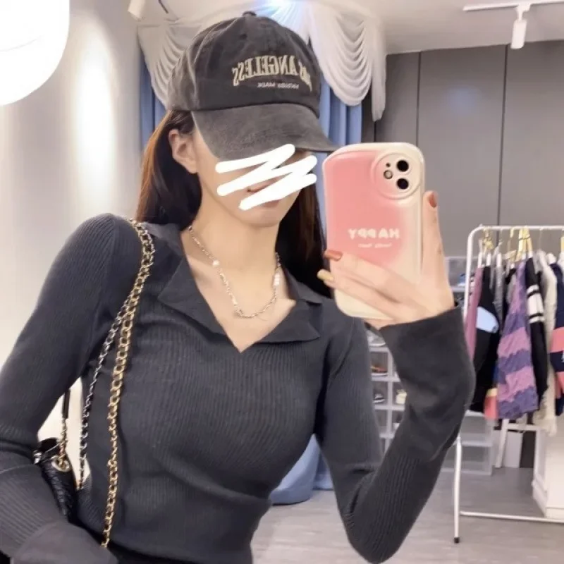 Женский Осенний трикотажный топ Nicheslims облегающий базовый слой с длинным рукавом