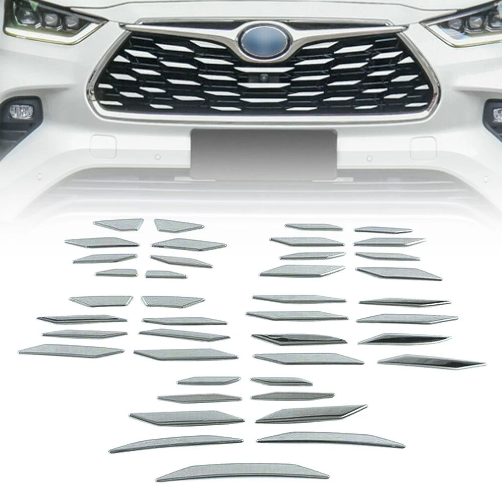 

For Toyota Highlander 2020-2022 Chrome Stainless Front Bumper Grille Decal Trim