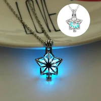 new luminous star pendant necklaces for women men teens trendy creative fluorescent hollow pendant necklace fashion jewelry