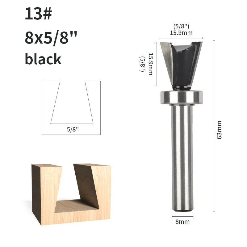 

6 мм 6,35 мм 8 мм фреза с нижним подшипником «ласточкин хвост» для деревообработки твердосплавная фреза для дерева торцевая фреза концевая фреза