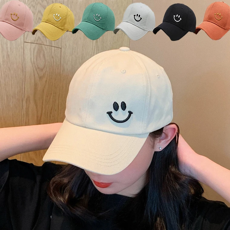 

Cute Smiley Face Trucker Hat for Men Women Baseball Summer Girl Boy Cap Simple Smile Embroidered Pink Hat Shopping Cachuchas