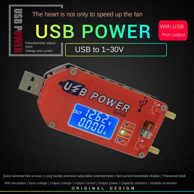 

DP3A Digital Display USB Adjustable Powers Module 1-30V 2A 15W Mobile Booster Line Fan Speed Control Blower Regulator
