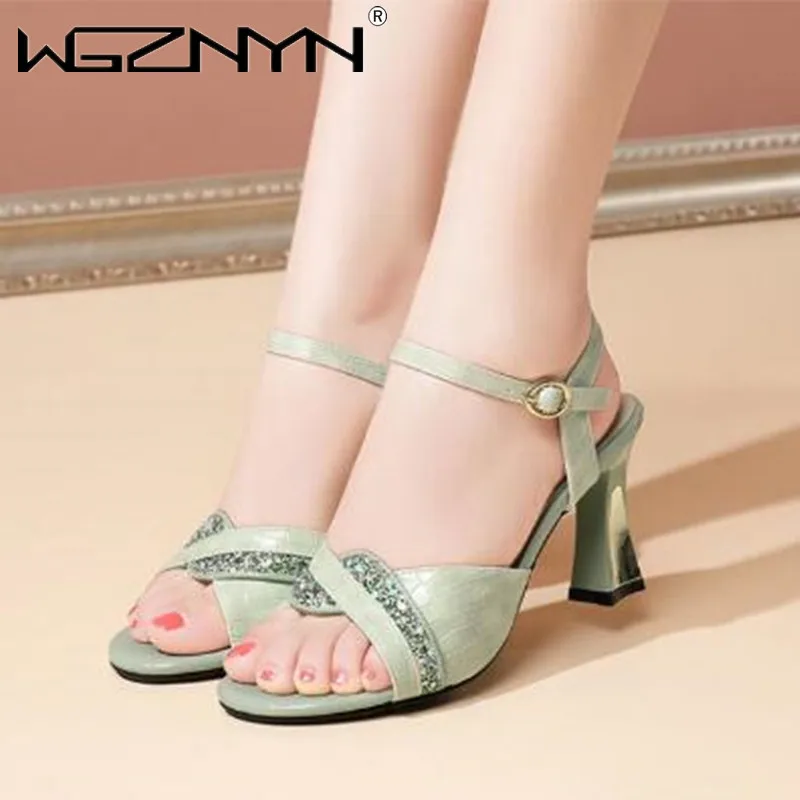 

Женские босоножки с открытым носком, привлекательные модные туфли-лодочки на Высоком толстом каблуке, женская обувь, Новинка лета 2022