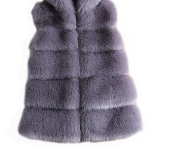ICCLEK Fur fox fur vest coat imitation fur medium long artificial fur vest