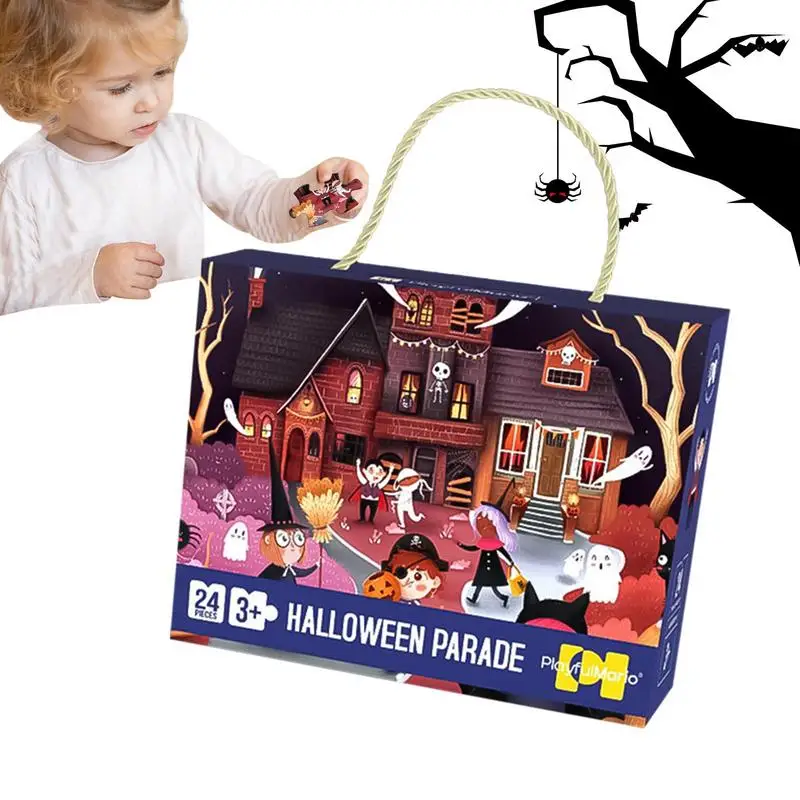 

Рождественские ночные пазлы, 24 предмета, картинка-головоломка для Хэллоуина, набор мультяшных детских пазлов для Хэллоуина, праздничные головоломки