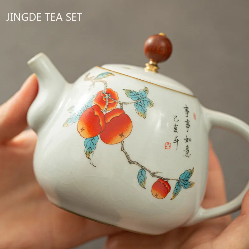 Vintage Ru Porcelain Ceramic Tea Maker Customized Filter Beauty Pot Household Sets Chinese Ceremony Supplies 230ml