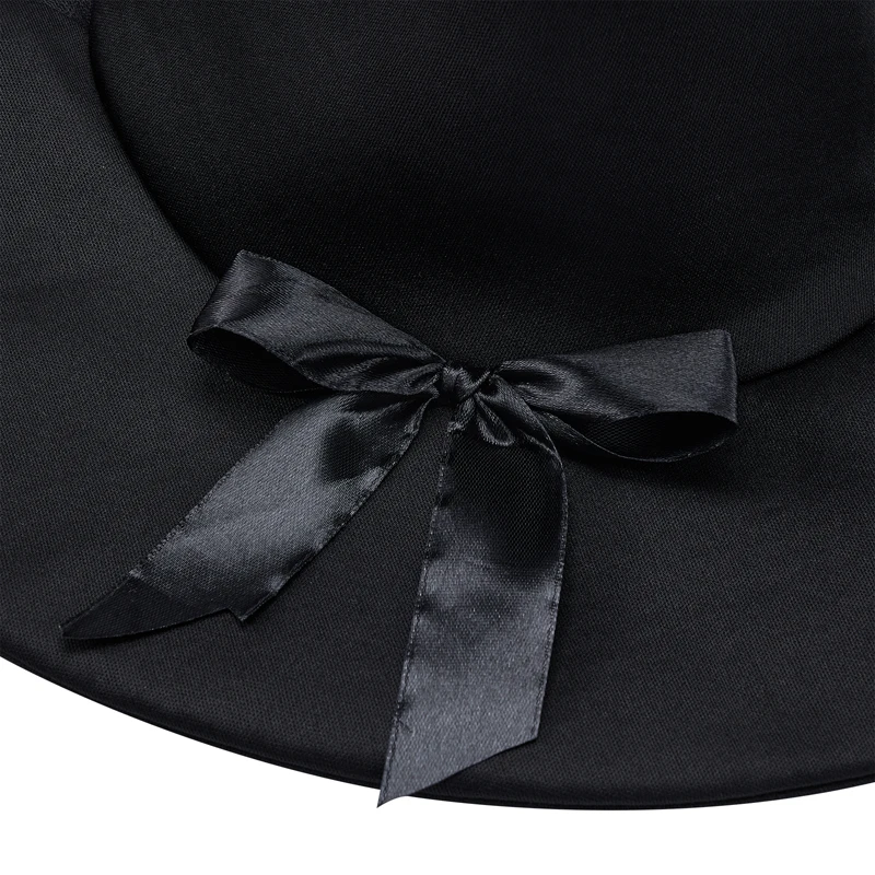 Halloween Witch Hat Kids Costume Bowknot Large Black Crooked Ruched Wizard Hat Halloween Party Cosplay Accessory images - 6