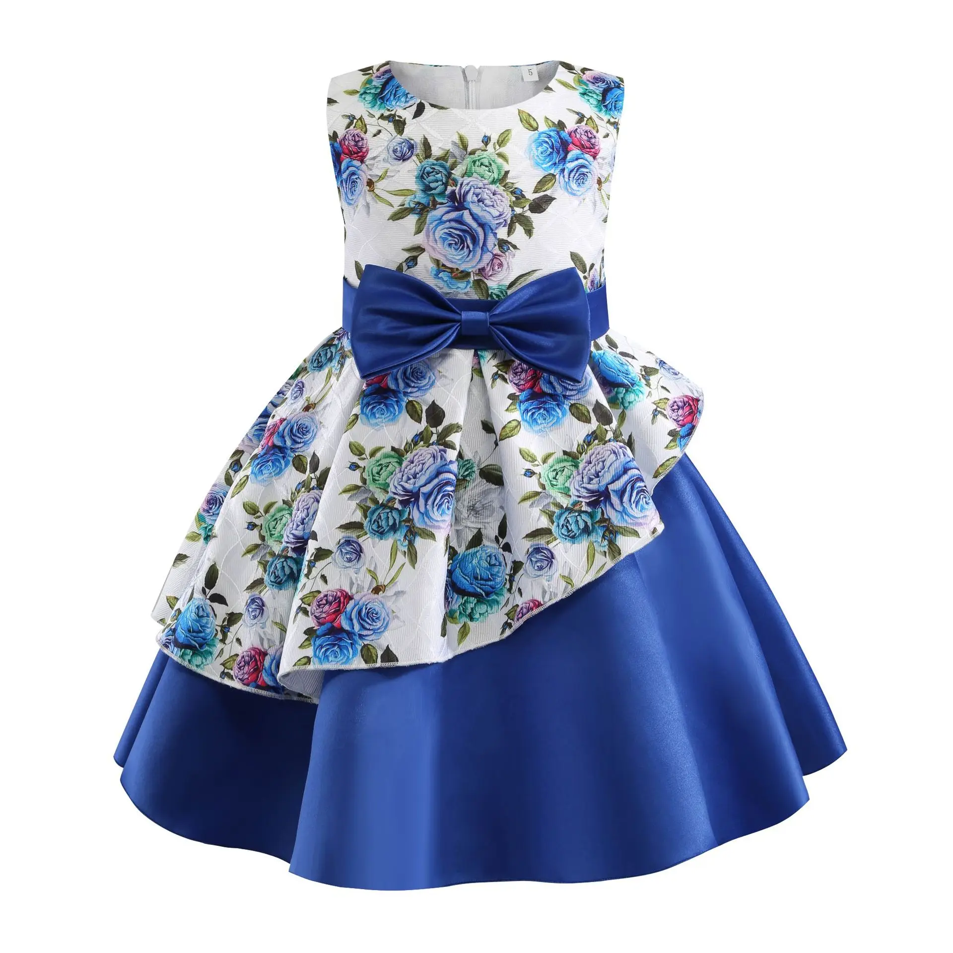 

2018 Summer Baby Girls Dress Kids Silk printed Princess Party Dresses Children Dresses For Girls Wedding Dress Children Clothing