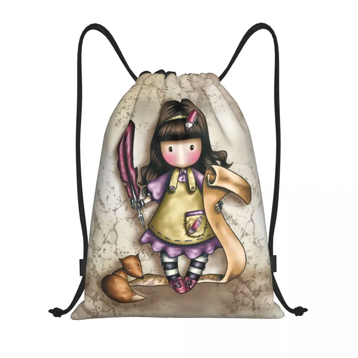 

Custom Coque Art Cartoon Santoro Gorjuss Drawstring Bag for Shopping Yoga Backpacks Men Women Sports Gym Sackpack