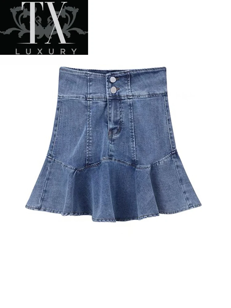 

Harajuku Punk Y2K Denim Mini Pleated Ladies Summer New High Waist A-line Jeans Shorts Skirts Women Ruffles Fashion Korean