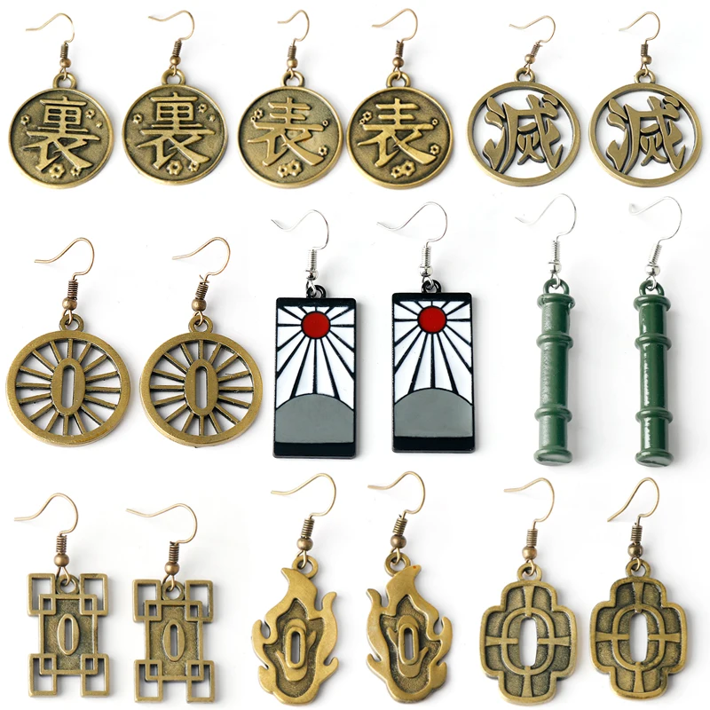 

Anime Earrings Demon Slayer Tanjiro Earrings For Women Men Cosplay Props Hanafuda Bamboo Flute Drop Long Earrings Jewelry Gifts