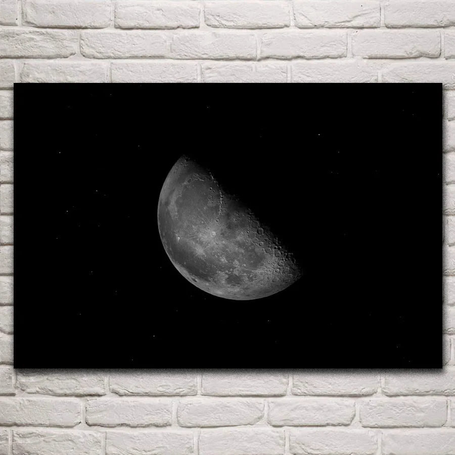 

nature half the Moon moonlight space scenery fabric posters on wall picture living room home decoration art KR242