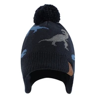boys girls autumn winter hat knitted dinosaur beanie soft fashion earflap cap windproof warm headwear