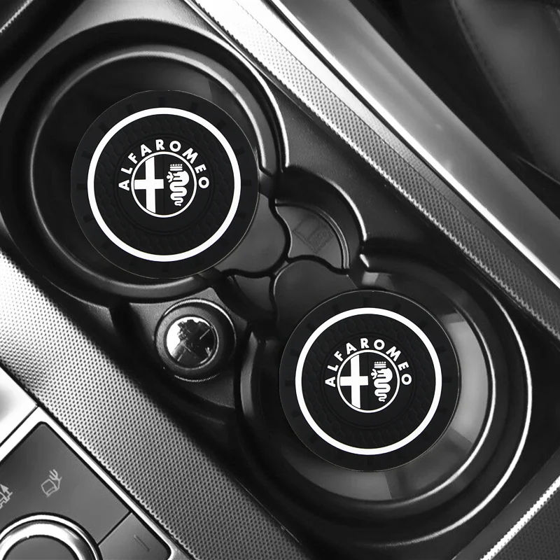 

2pc Car Cup Holder Coaster Non slip Pad Mat Interior Decoration For alfa romeo 159 147 156 giulietta Giulia Stelvio car styling