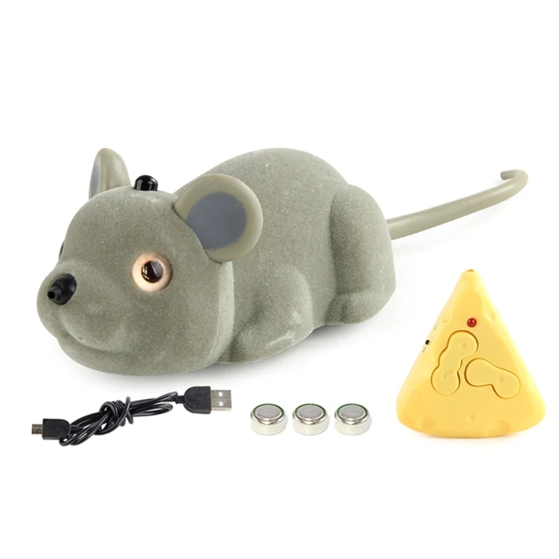 

K1MF Cat Wireless Mouse Toy Soft Flocking Mouse Kitten Catch Training Toy Mouse Model