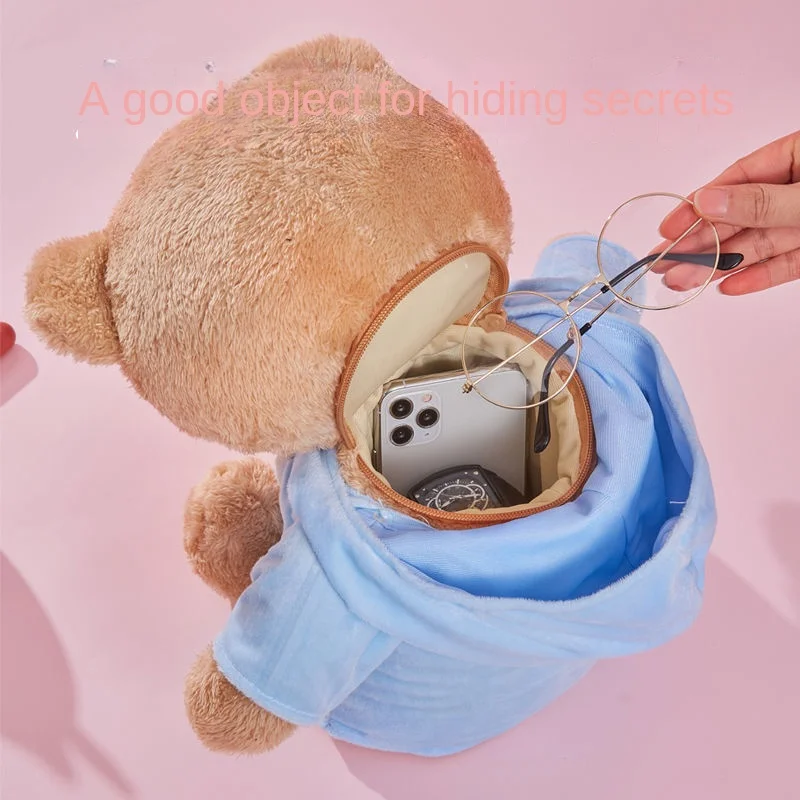 30/40cm Plush Bear Hidden Safes Diversion for Money Jewelry for Kids Children Toys Creative Gifts Secret Box Doll Hoodie Bear