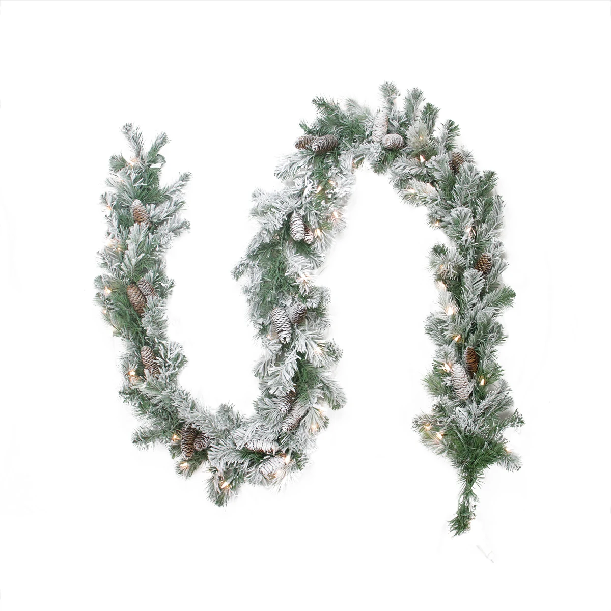 

9' x 8" Pre-lit Flocked Pine Artificial Christmas Garland - Clear Lights