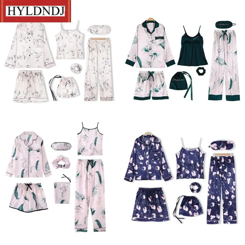 New Womens Silk Striped Pyjama Women Sleepwear Set Autumn Winter Homewear Sleepwear Robe Long Sleeve Nightwear Pjs Pajama Set