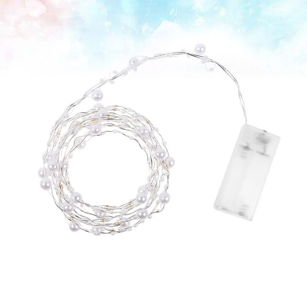20 LED Lights Pearl Wire String Stage Festival Illumination Party Decoration for Yard Garden (White/No )