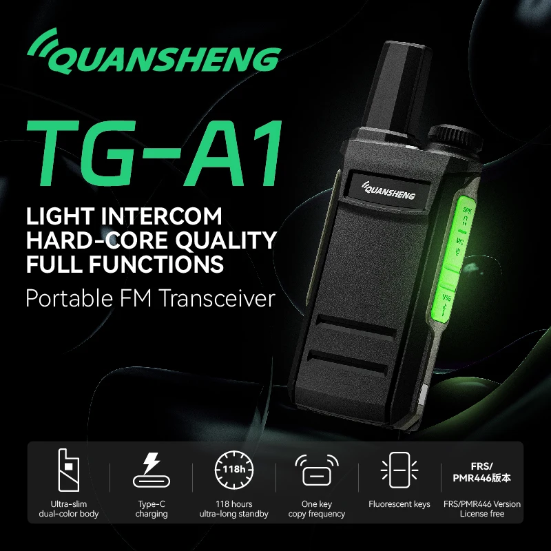 Quansheng TG-A1 Mini WalkieTalkie UHF 400-470Mhz Type-C зарядка 1000mAh маленький размер детский подарок