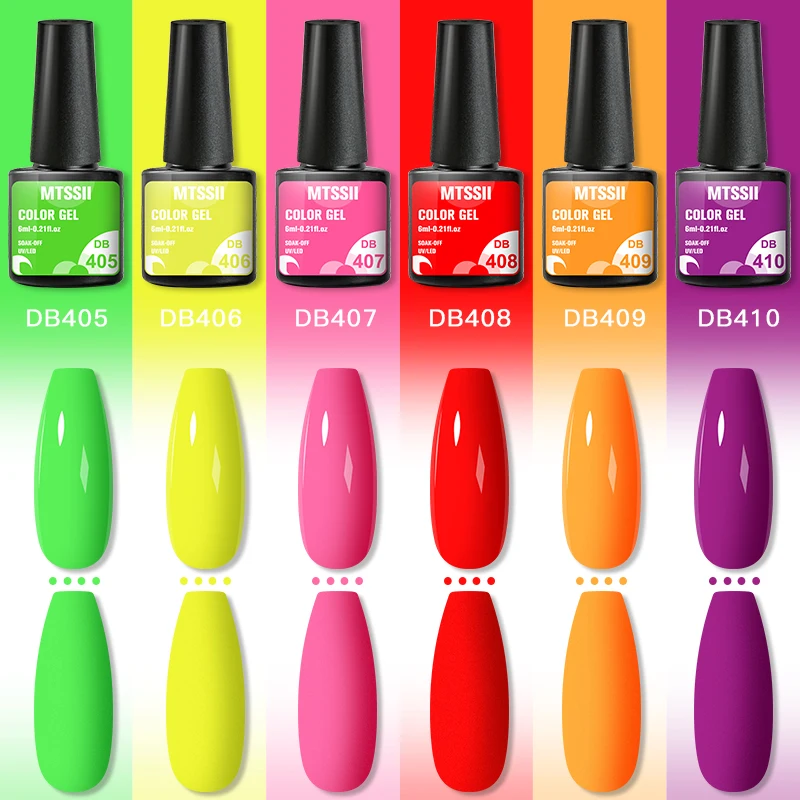 

Флуоресцентный желто-зеленый Гель-лак Mtssii 6 мл, Полупостоянный лак для ногтевого дизайна, маникюра, отмачиваемый, искусственный УФ-гель