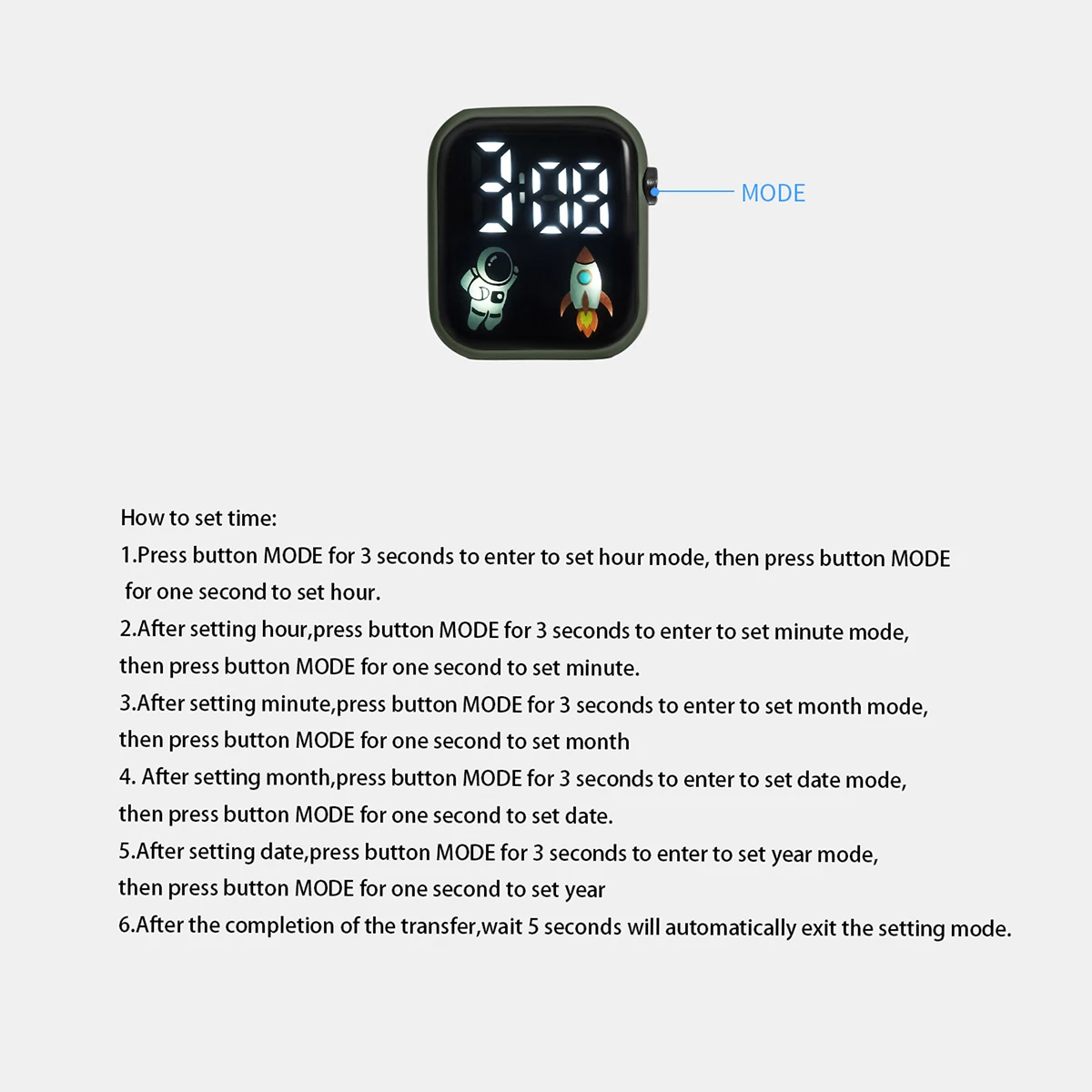 Смарт-часы для мужчин и женщин с сенсорным экраном Astronaut Rocket спортивные