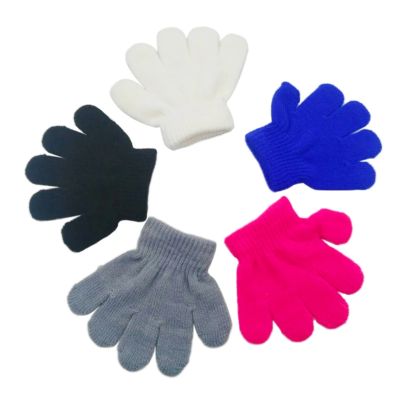 

Winter Warm Baby Gloves Children Knitted Stretch Mittens Kids Solid Girls Gloves Full Finger Glove Knitted Random Boys Gloves