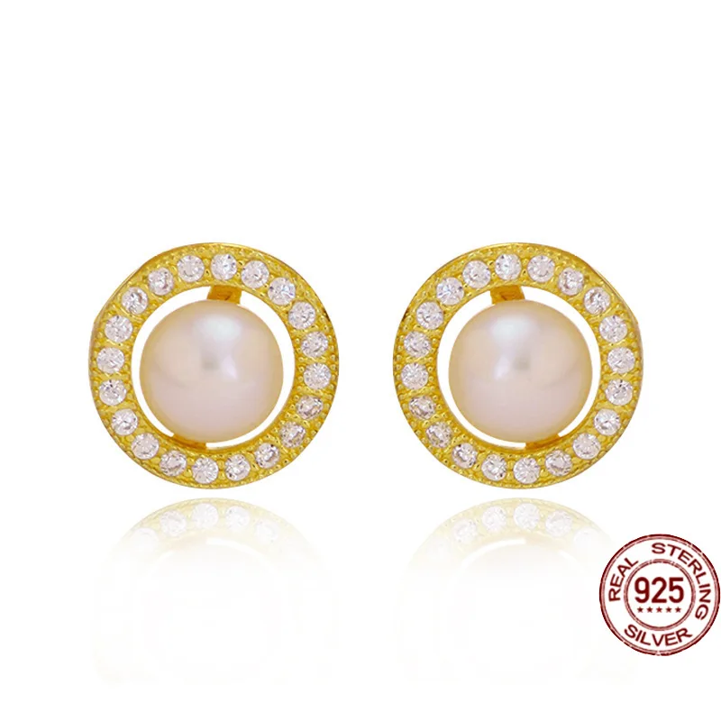 

Женский Круглый циркониевый жемчуг, из серебра 925 пробы