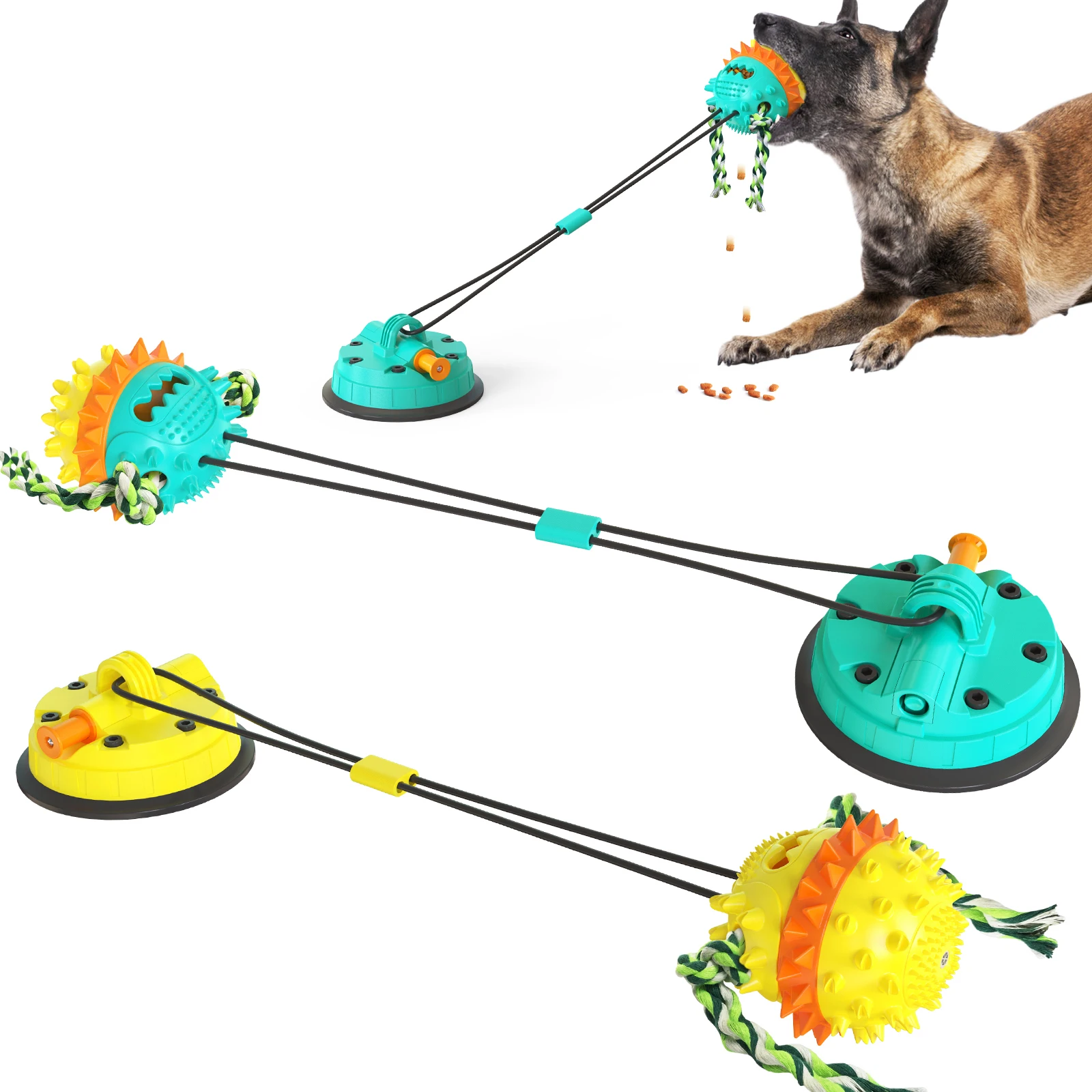 Kong-juguetes de silicona con ventosa para perro, pelota interactiva para limpieza de dientes de perro, masticar, morder, Molar, para mascotas