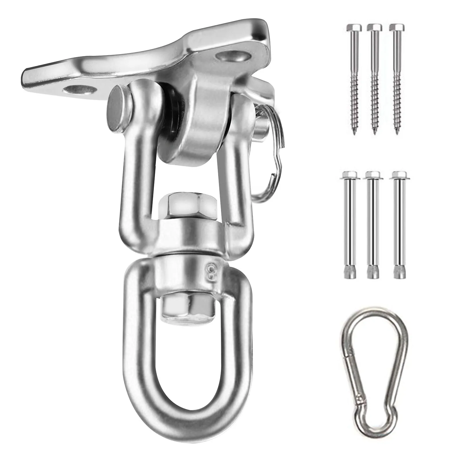 

8pcs Universal Easy Install Carabiner Swing Chair Hanging Kit 360 Degree Rotation Stainless Steel Heavy Duty Anti Rust Hook