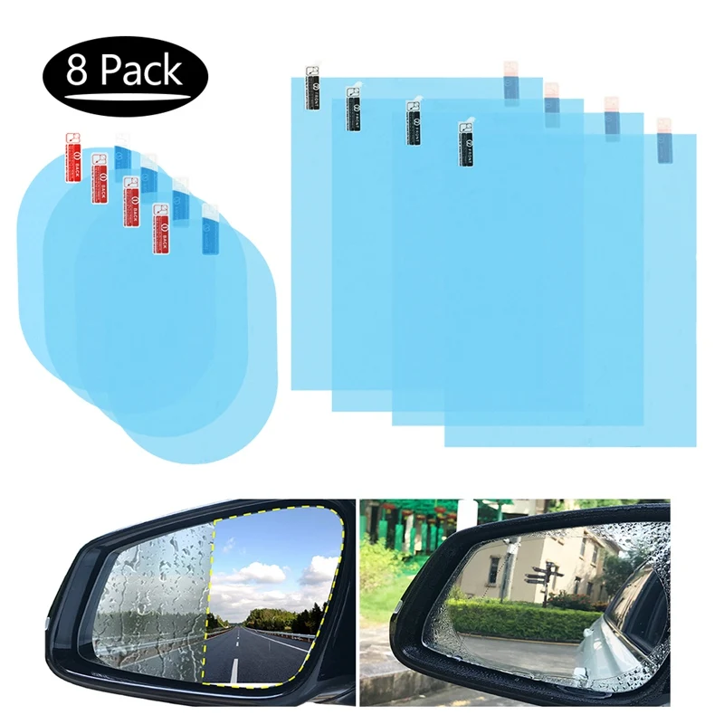 

8 Pcs Car uto Window Rear Mirror Protective Clear Film nti-Fog Water Rainproof Rear View Side Mirrors Soft Film ccessories