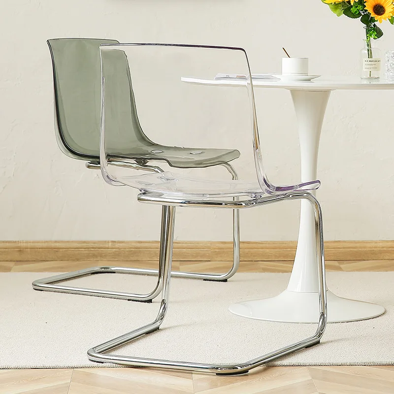 

Transparent Chair Fashion Minimalist Chair Metal Foot Back Net Red Chair Office Chair Modern Restaurant Single Seat Furnitures