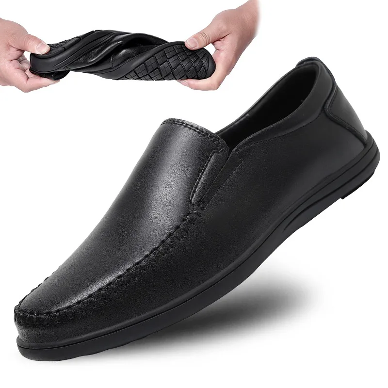 

Business Men's Loafers Moccasin Leather Men's Casual Shoes Luxury Brand Dress Breathable Slip-on Men's Driving Shoes Black