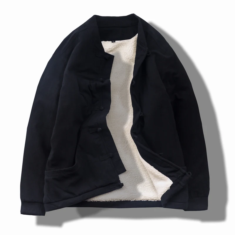 Зимняя китайская верхняя одежда с пряжкой в стиле ретро куртка хлопковой