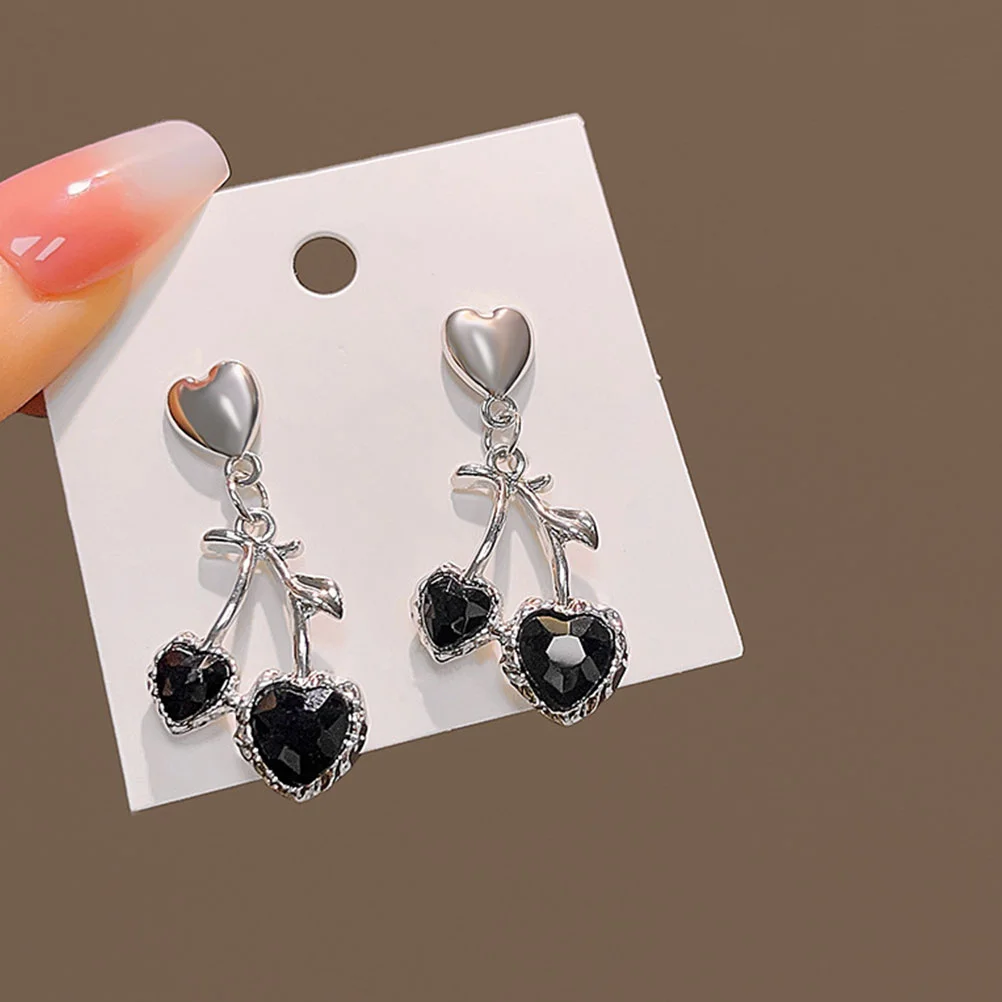 

1 Pair Heart Cherry Charm Earrings Dangle Earrings Women Decorative Earrings Girl Earrings