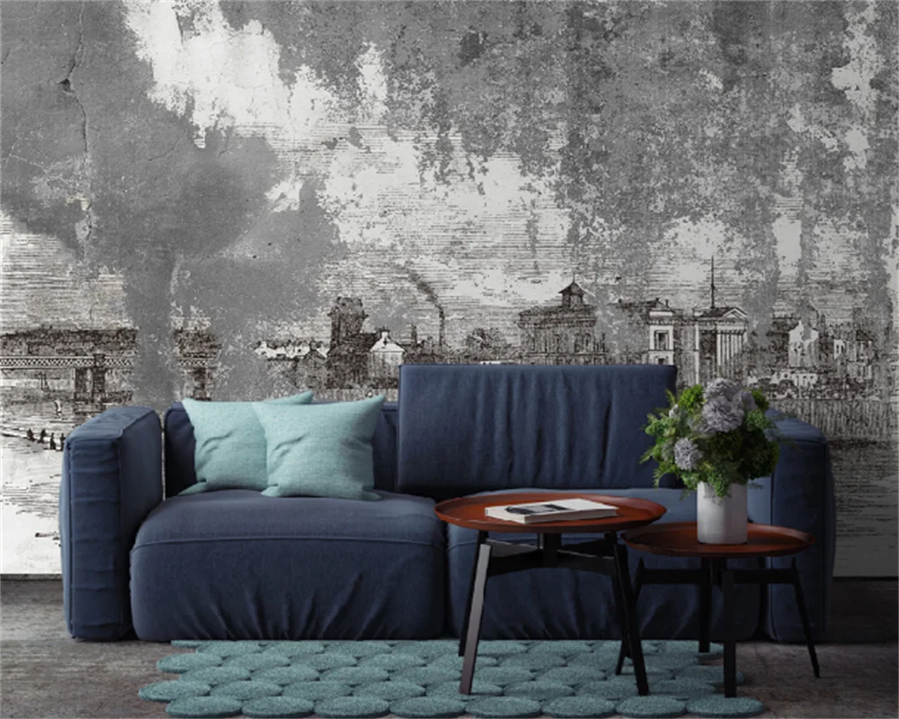 Папель де пареде кастомный обои Европейского ностальгического ретро шебби стены здания спальни ТВ диван фоновая фреска на.