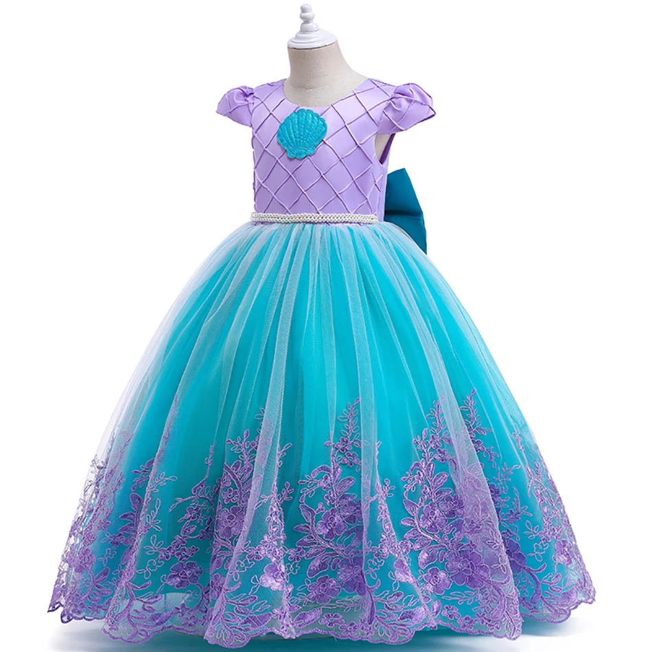 Baby Girl Embroidery Mermaid Dress Kids Princess Ariel Cosplay Costume Girl Birthday Party Christmas Halloween  Costumes  Kids