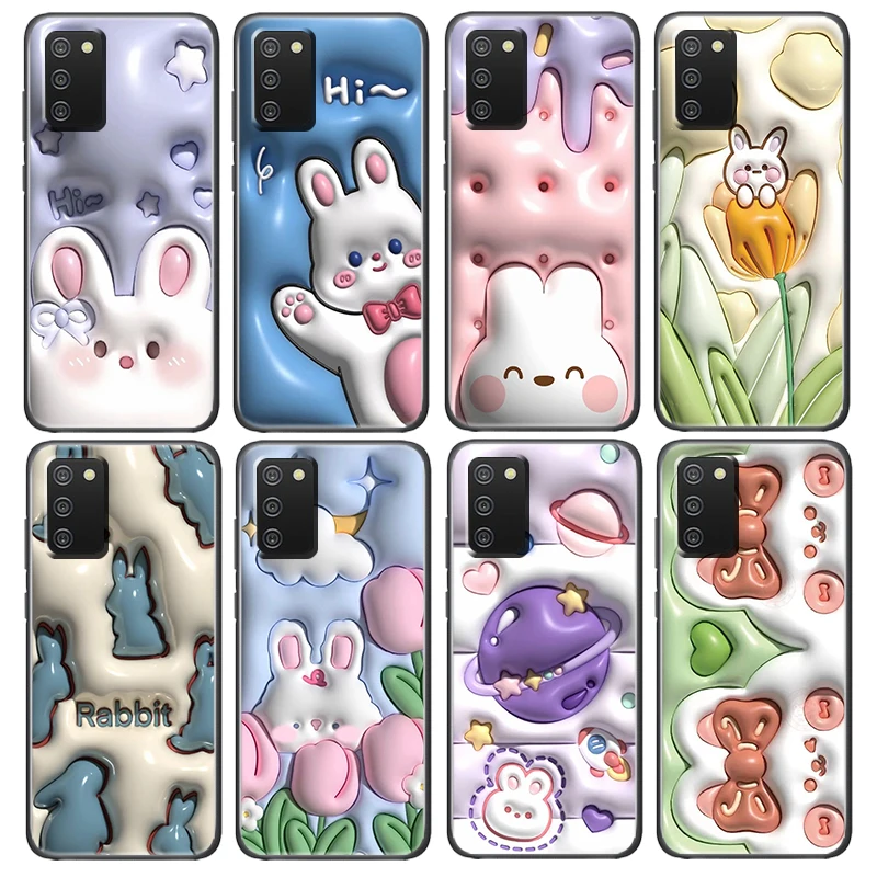 

Nonstereoscopic 3D Vision Rabbits Cute Black Phone Case For Samsung Galaxy A52S A72 A71 A52 A51 A12 A32 A21S A73 A13 A53 4G 5G