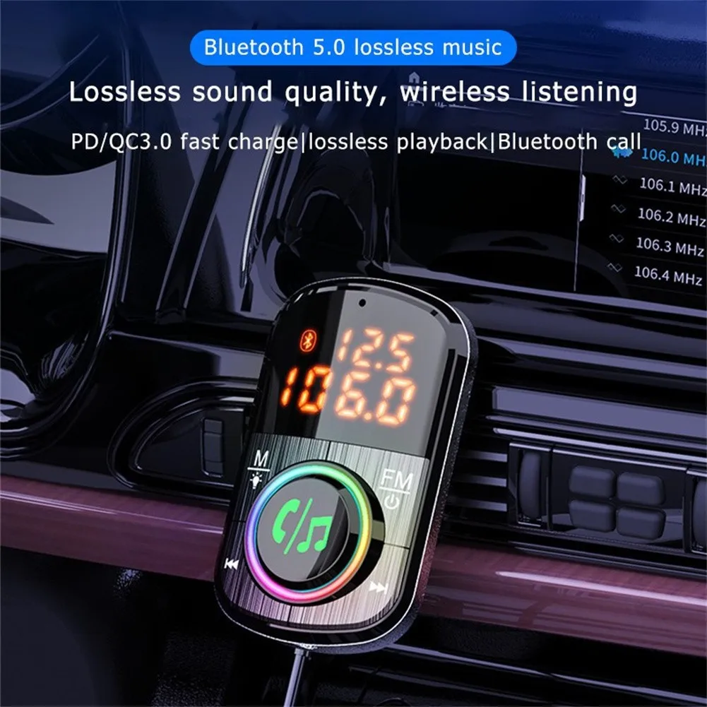 

Car Car Bluetooth Transmitter With Charger Adapter BC71 Bluetooth V5.0