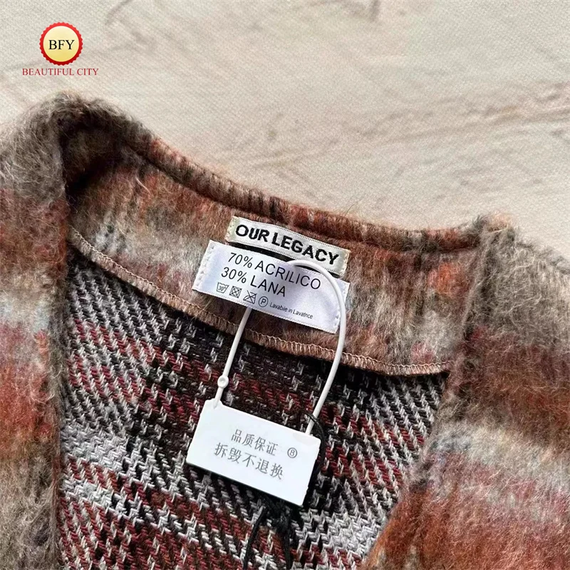23ss мохеровый кардиган премиум-класса на осень и зиму в шотландскую клетку наш Legacy