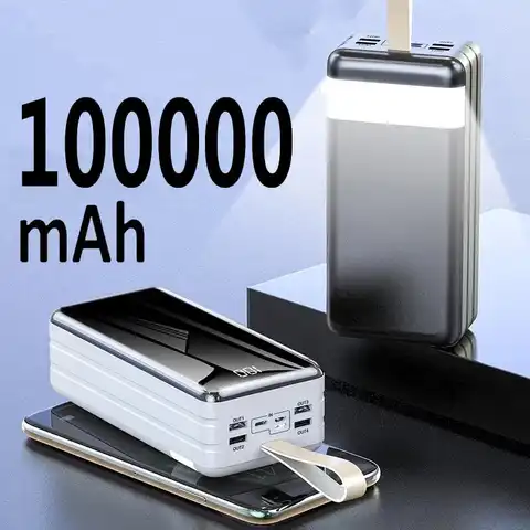 Внешний аккумулятор на 100000 мА · ч, портативное зарядное устройство с 4 USB-портами и светодиодной подсветкой, внешний аккумулятор на 100000 мА · ч...