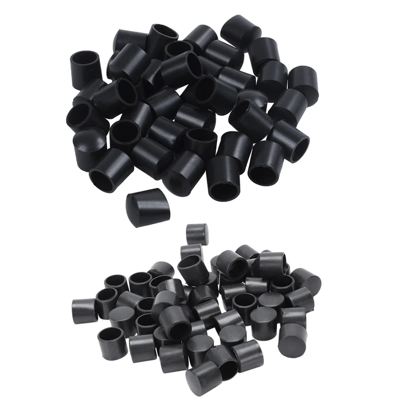 

Hot 90 Pcs Black Rubber PVC Flexible Round End Cap Foot Cover, 40 Pcs 10Mm & 50 Pcs 12Mm