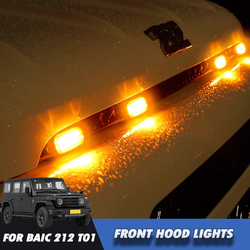 Фото Новинка! Светодиодные янтарные фонари для капота BAIC 212 T01 2024-2025: Дневные ходовые огни, декоративные лампы, внешние аксессуары №1